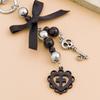 Elegant Bowknot Heart Crucifix Keychain for Women Stylish Key Chain Accessory Religious Symbol Keyring Accessories