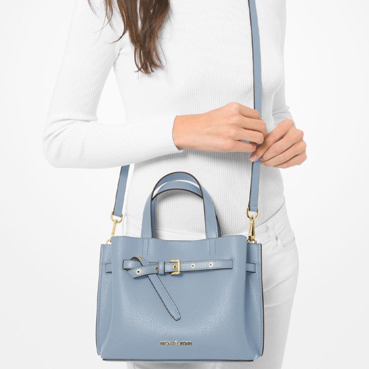 Michael Kors MK Emilia Золотой Логотип Буквы Пряжка Аппаратная Сумка-портфель Ручная Сумка Через Плечо Маленькие Женские сумки Синий 35F0GU5S5T-487