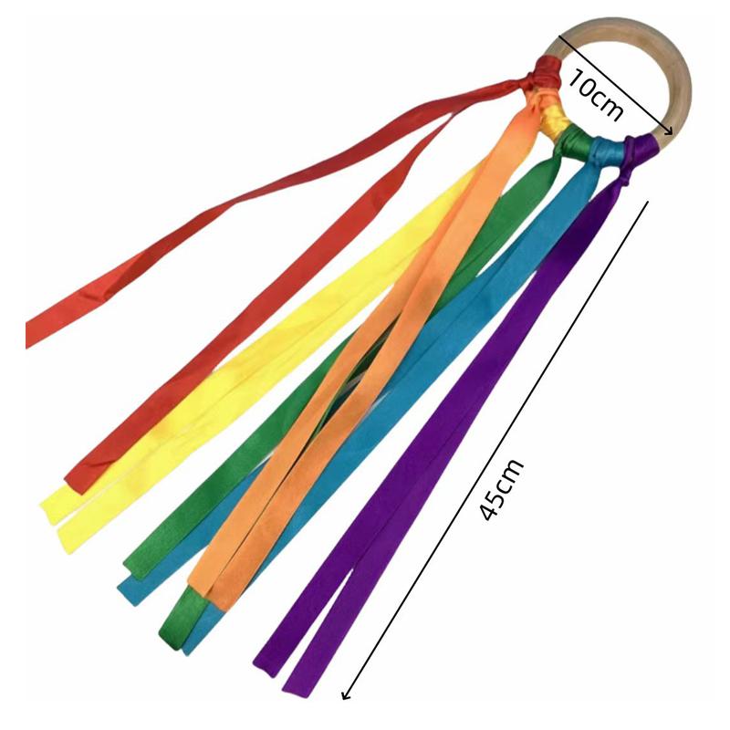 Montessori Sensory Ribbon Ring Bpa-Free Non-Toxic Colour Recognition Development Sensory Toy Suitable For Newborns And Up