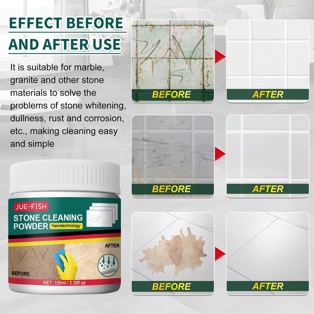 Stone Cleaning Powder Kitchen Quartz Stone Countertops Marble Tile Cleaning Strong Destain Polishing