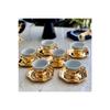 Gold Plated Cornered Italian Coffee Cup Set Of 6