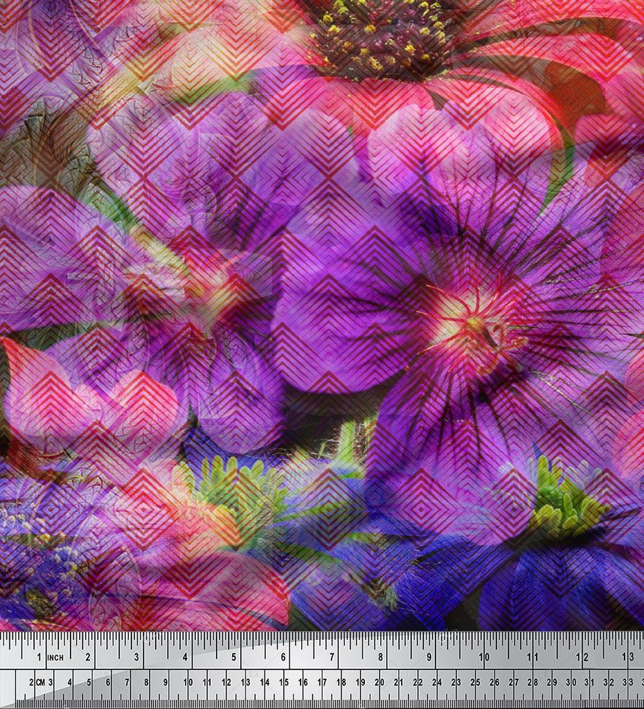 Soimoi Японский креп-атласная ткань с принтами на ткани с маргаритками и полевыми цветами по метрам 42 дюйма