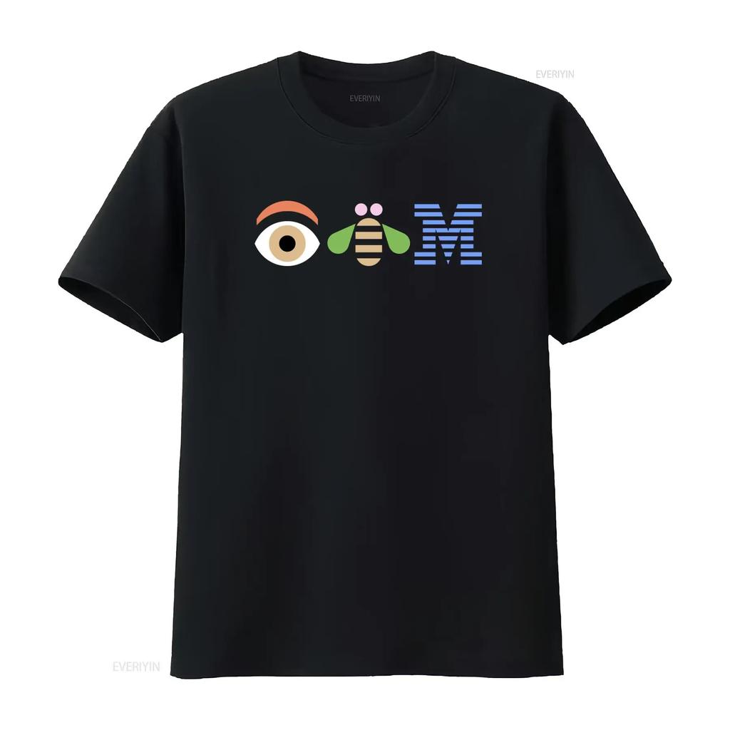 IBM Компьютеры Логотип Глаз Пчела М Технология Футболка Размер Средний Крутой Дизайн для Техно-Любителей винтажный Постиранная графика Удобная