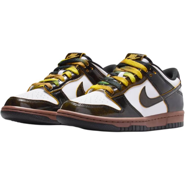 Nike Dunk Low SE GS Panda-Monium Pack - Fauna Brown Kids Sneakers White Black Bright-Citron HQ9294-100