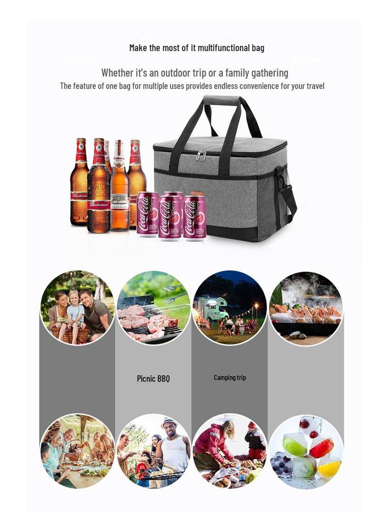 Large Waterproof Insulated Picnic and Lunch Bag with Ice Pack