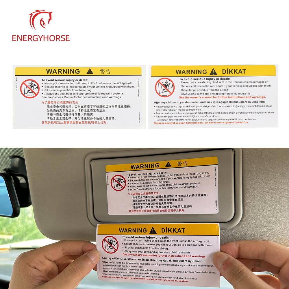 For Car Sun Visor Makeup Mirror Sticker Airbag Sticker Safety Warning Sticker Warning Board StickerWindshield Sunshades 1