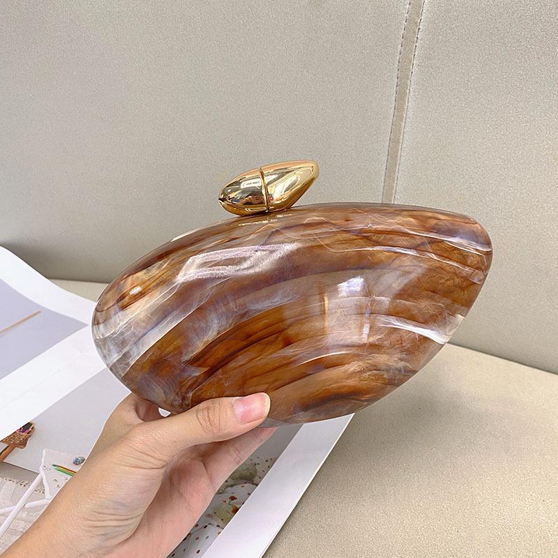 Сумка Chic Marble Acrylic: Элегантный дизайн в виде гусиного яйца, универсальный вечерний аксессуар, который можно носить в руке или через плечо