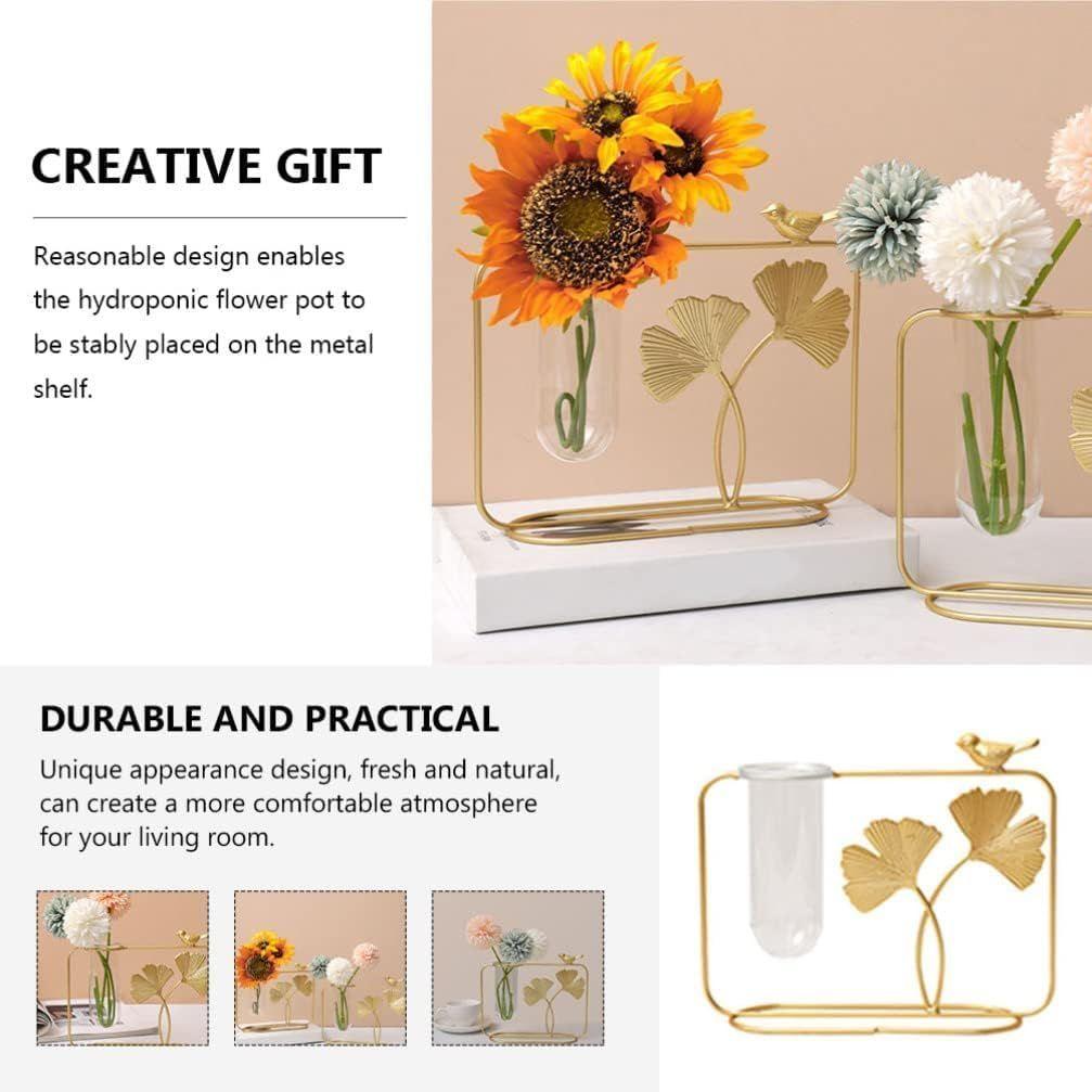 Flower Vase Decorative Items for Home, Gift Items for Home Decor,Propagation Station Test Tube Flower Vase with Metal Frame