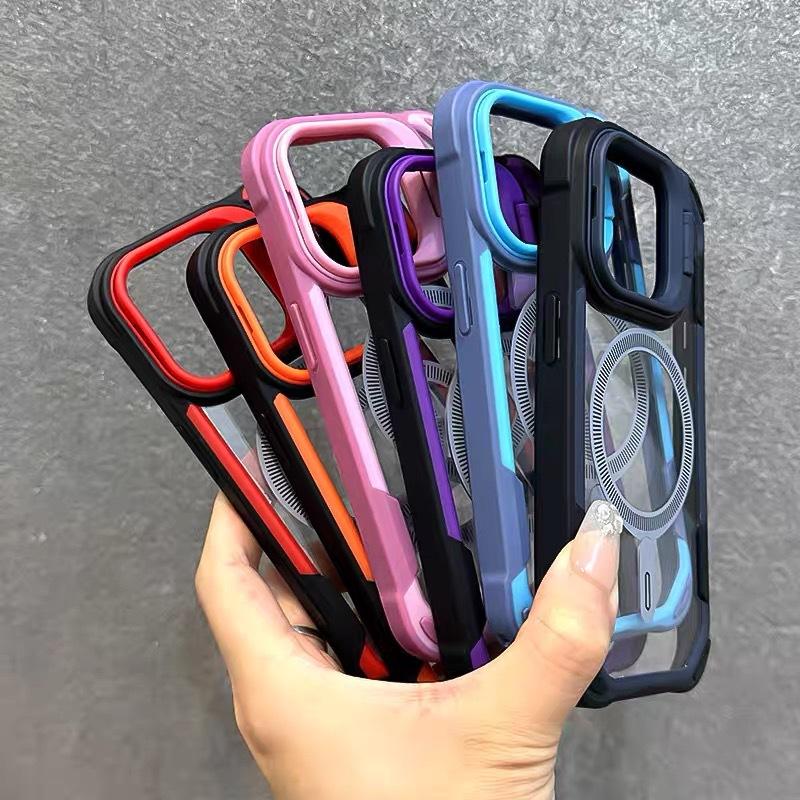 Подходит для чехла на телефон Apple 17 16 креативный держатель для объектива iPhone15promax магнитное притяжение защита от падения прозрачный и простой