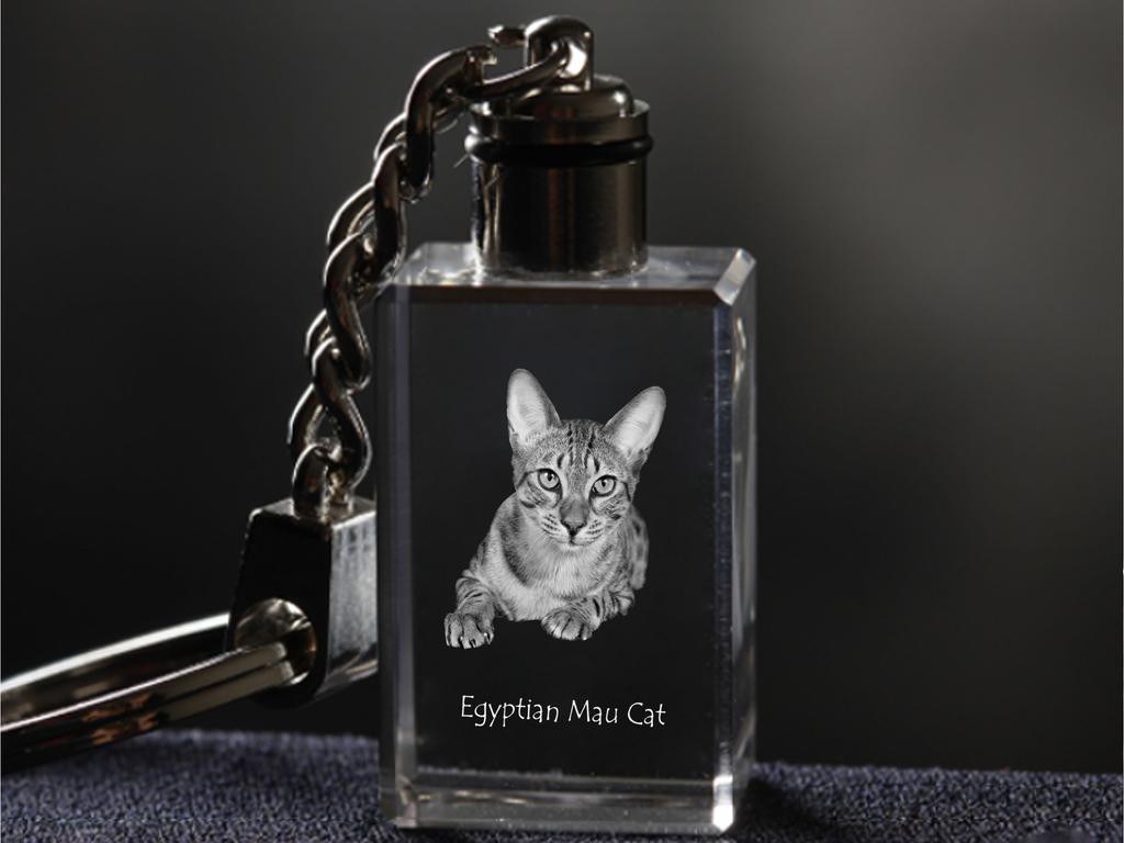 Egyptian Mau Cat - Crystal Pendant with Cat Photo, Illuminated Pendant, Unique Gift by Art-Dog Brand