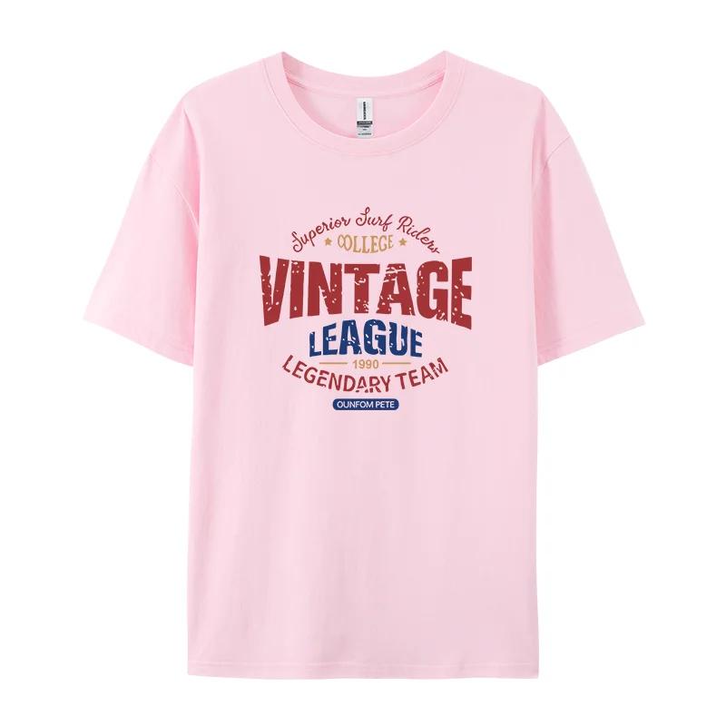 Женские футболки с принтом Vintage League Letter, летние модные топы, удобные, с круглым вырезом и коротким рукавом, мягкие, свободного покроя, одежда