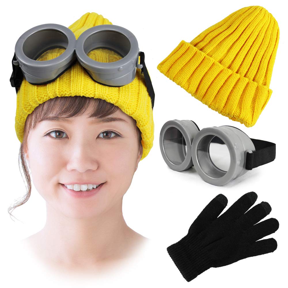Lili Nono Character Costume Halloween Cosplay Goods 3-Piece Set (Clear Goggles Knit Hat Gloves)