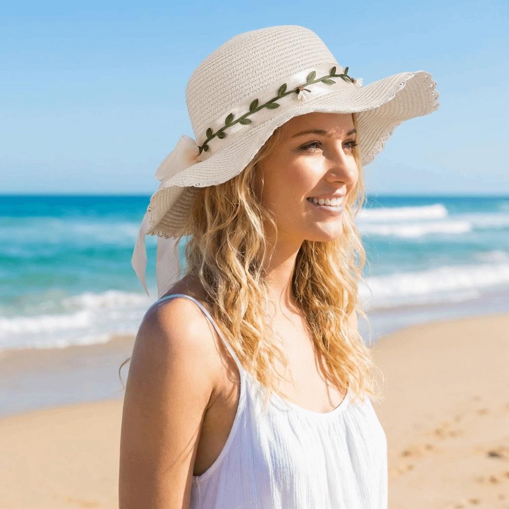 Colorful Weave Hat Wide Brim Women's Sun Hat Fashion Bow Straw Hat Travel