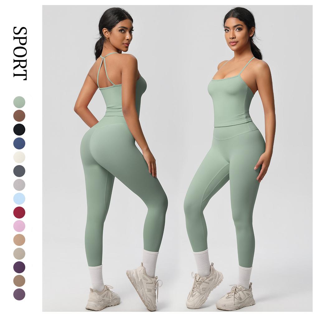 Shaving And Quick Drying Yoga Clothes, Sexy And Beautiful Back, Tight Fitting Sports Bra Set, Outdoor Running And Fitness Two-Piece Set For Women