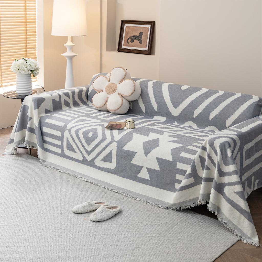 Полотенце для дивана Boho Jacquard Chenille с кисточками, двухстороннее, для гостиной, кемпинга, пикника, большого одеяла, отдыха, пляжа