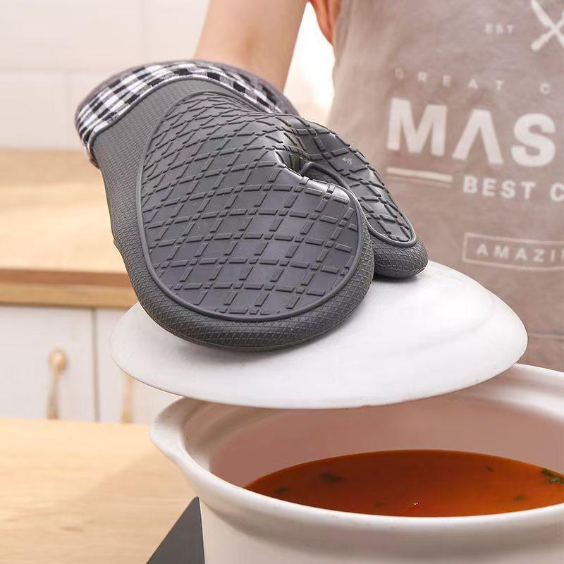 Силиконовые термостойкие прихватки для духовки: Утолщенные, Удлиненные, С хлопковой подкладкой для выпечки и микроволновой печи