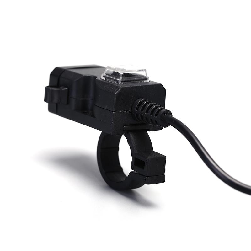 Водонепроницаемая двойная USB 12 В розетка для зарядки на руль мотоцикла с переключателем и креплениями