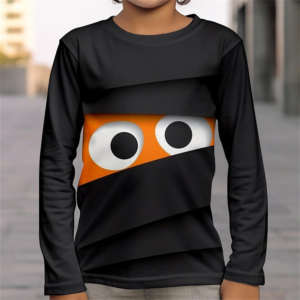 Halloween Tees 3d Skull Optical Illusion T Shirts For Children Clothes Fteenagers Boys Wear Large Eyeball T-Shirt For A Boy 2023