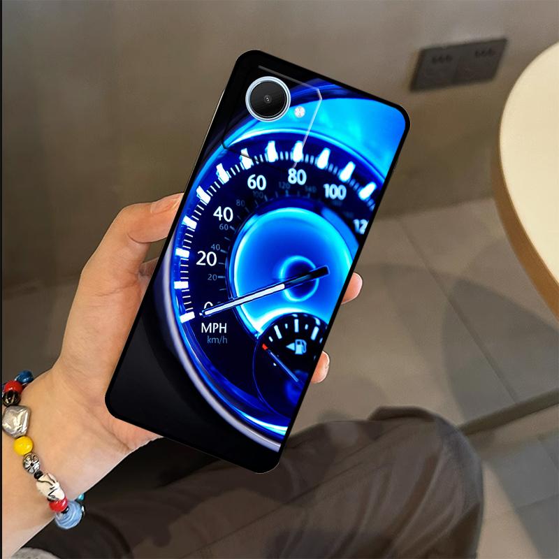 Cool Retro Speedometer Case For Realme C53 C55 C51 C25 C63 C61 C65 C67 C71 C75 GT6 GT7 Pro 11 12 13 14 15 Pro Plus