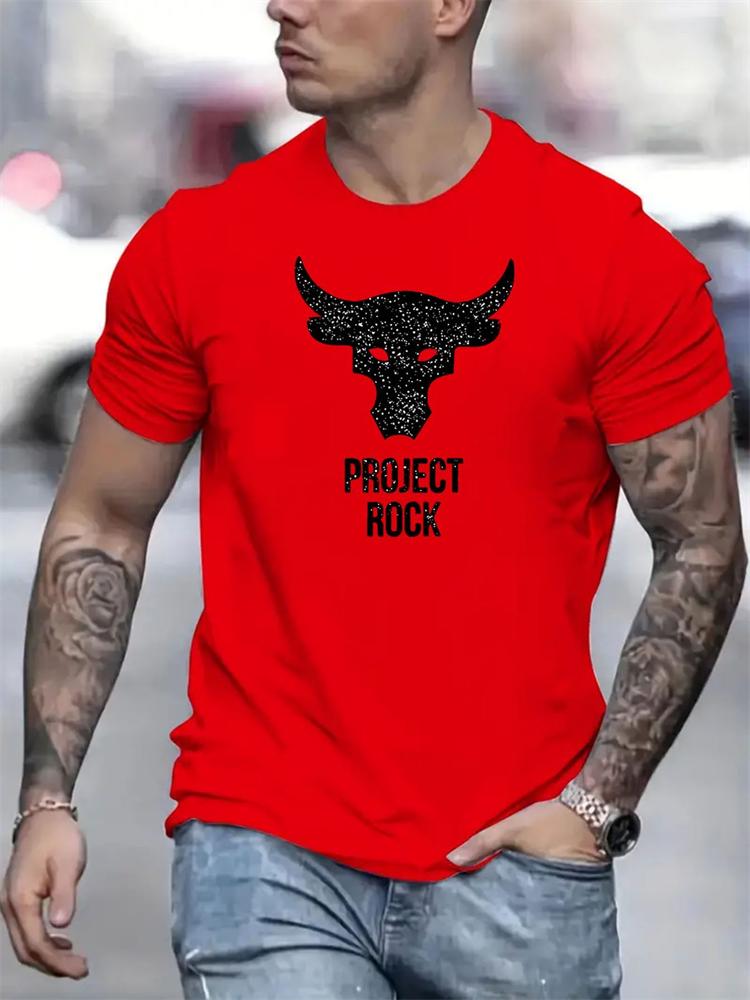 2024 New Summer Daily Casual Men's T-shirt Outdoor Street Men Fashion Short-sleeved Top 3D Bull Head Print Men's T-shirt