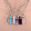 Sale Hexagonal Column Quartz Necklaces Pendants Vintage Natural Stone Bullet Crystal Necklace For Women Jewelry