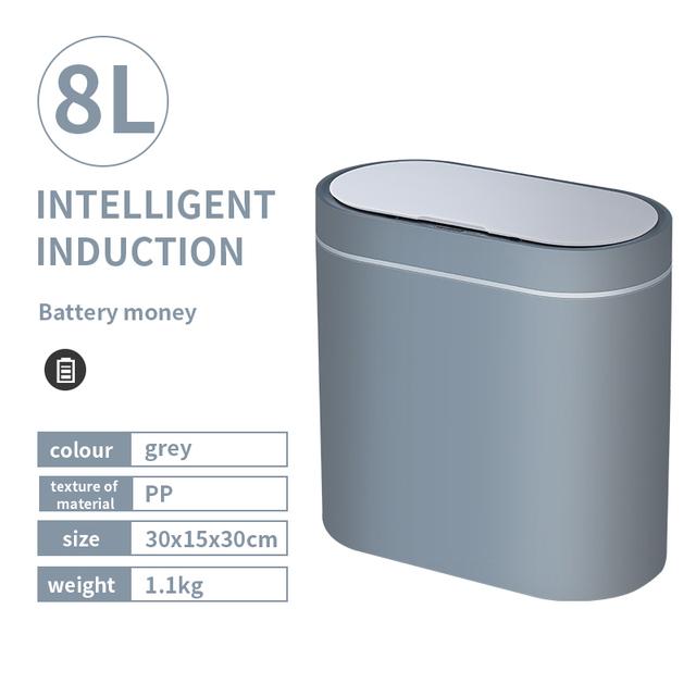8л сенсорный мусорный бак, автоматический бытовой мусорный бак, ведро для хранения в ванной комнате, туалет, водостойкий узкий мусорный бак, кухонный мусорный бак