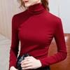 Turtleneck Bottoming Shirt Women's Autumn and Winter New Fashion Solid Color Long-sleeved T-shirt with Fleece Warm Inner Waist Top