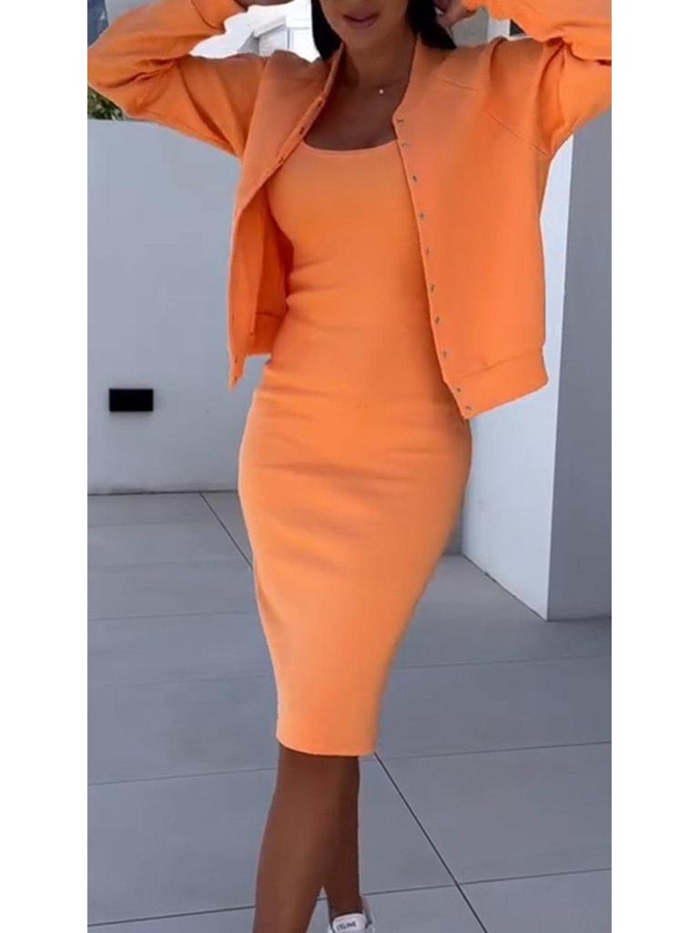 Женский комплект из двух предметов: юбка-сарафан и куртка, осень-зима 2024