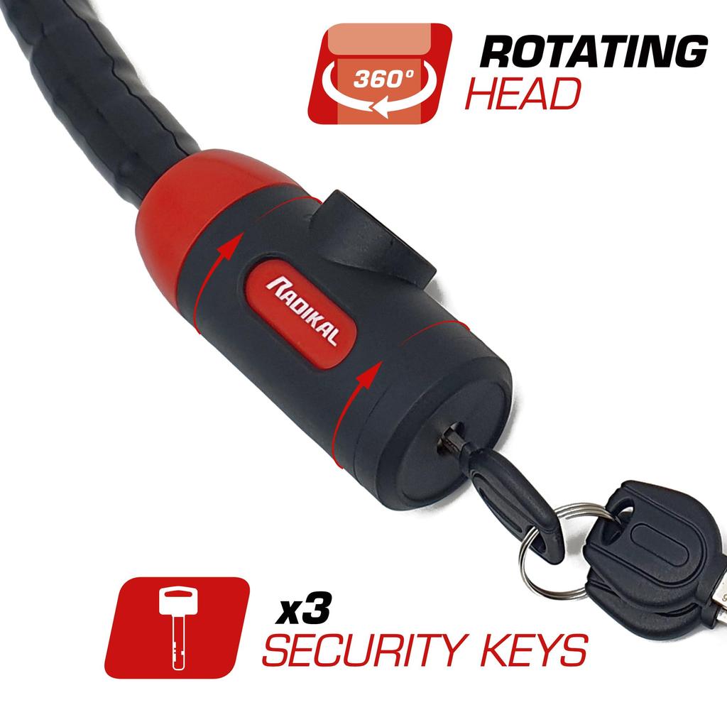 RADIKAL RK520 Articulating Padlock with Motorcycle Chain Flexible Articulating Ball Joint for Closing Armored Safety Steel Anti-Theft Bicycles,