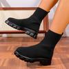 Fashion Spring/Autumn 2025 Women's Shoes Stretch Boots Plus Size Flyweave Booties
