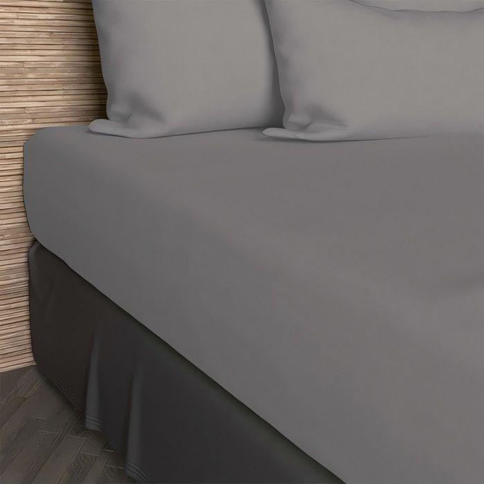 Drap housse 90x190 cm en coton 57 Fils SOLEIL D'OCRE gris