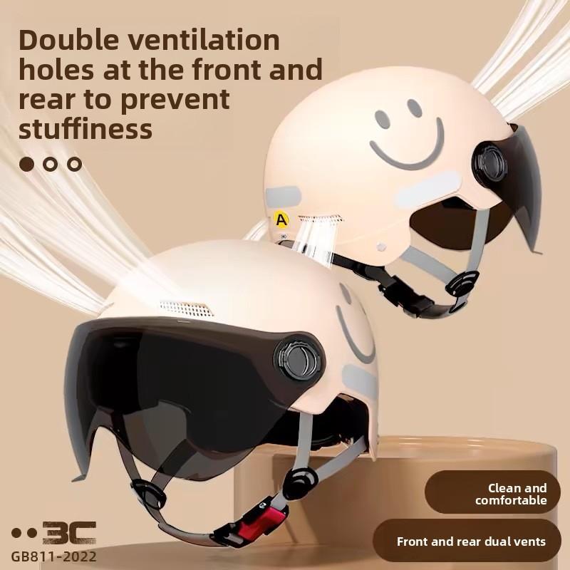 Electric Battery Car Helmet Women's Summer Sun Protection Breathable Hard Hat Motorcycle Riding Helmet Four Seasons Half Helmet