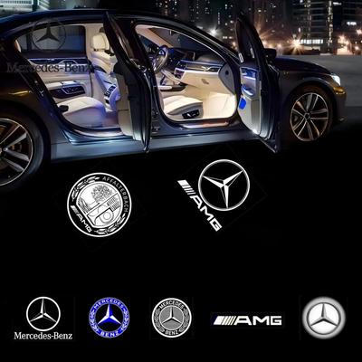C200 E300 Горячее 2026 Новое Для Benz 2 шт. Светодиодные лампы приветствия в дверях автомобиля Логотип Эмблема Теневой свет Автоаксессуары Mercedes Benz W2