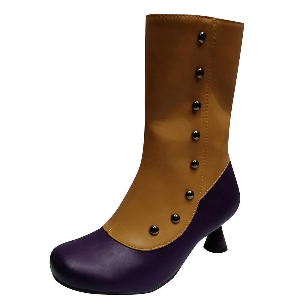 Модные женские кожаные туфли на танкетке с круглым носком, ковбойские сапоги без шнуровки на молнии