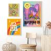 Bohemian Colourful Trippy Spiritual Flower Art Poster Print Retro Fashion Rainbow Smiley Face Canvas Painting Nursery Room Decor