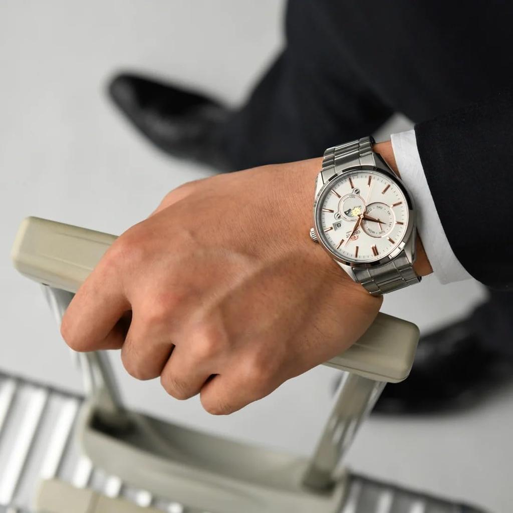 Orient SUN MOON Automatic Contemporary with Japanese Warranty & Watch, Style, Men's, White, Silver, RN-AK0301S, Manufacturer's