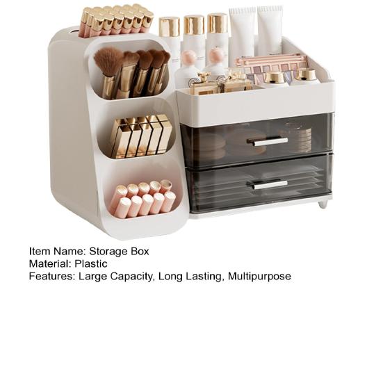 Ящик для хранения косметики с ящиками, большой вместимостью, нескользящим основанием, легкой очисткой