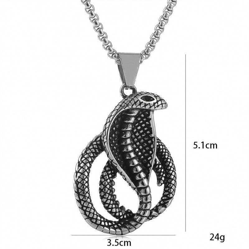 Источник Ретро и старые животные титановая сталь ожерелье ювелирные изделия, персонализированный кулон Cobra King титановая сталь