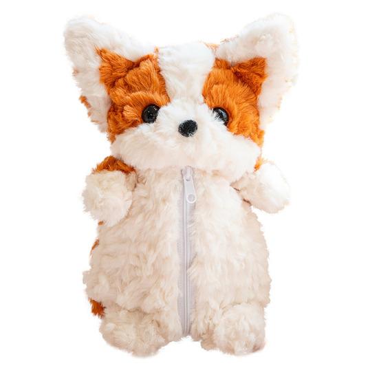 Plush Corgi Pencil Case Large Capacity Stationery Box Creative Animal Stationery Organizer for Pens Pencils Erasers