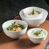 Белая керамическая миска, Кухонная бытовая утварь, Обеденная, Миска для лапши, Миска для супа, Тисненая, Дорогая бытовая утварь, Миски