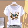 (Asian Size) Graphic Tee T Clothing Butterfly Sweet Trend Cute Casual Fashion Print Female Casual Women's Top Lady Short Sleeve T-shirt