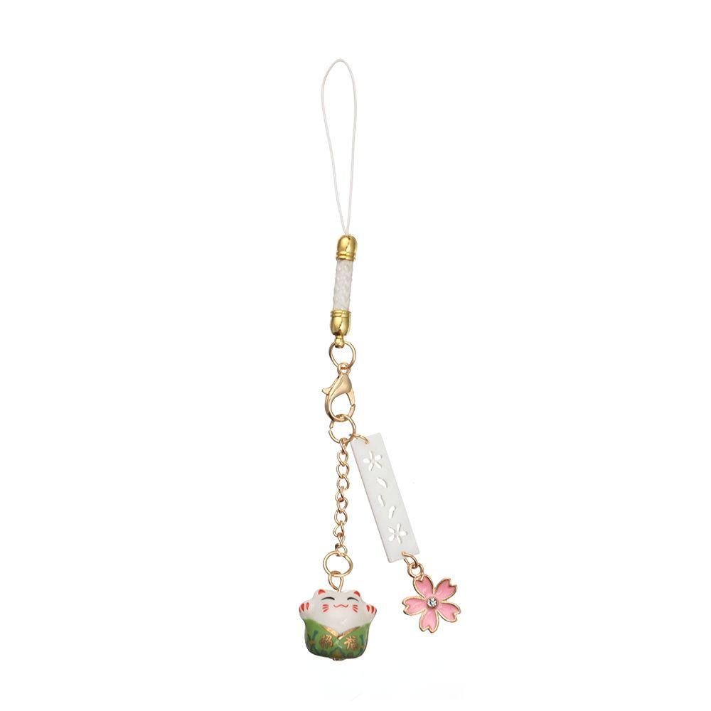Blossoms Keychain Wrist Rope Anti-lost Lanyard Sakura Lucky Cat Phone Lanyard Phone Strap Lanyard