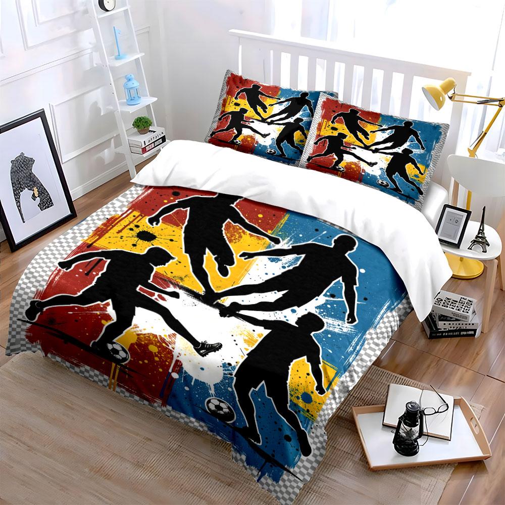 Soccer players with balls. Bedding sets Duvet cover sets Duvet covers Pillowcases(1 * Duvet Cover 2 * Pillowcases, without duvet insert)