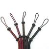 60Cm Black Red Brown Leather Flogger Braided Handle Tails Spanking Whip  Floggers
