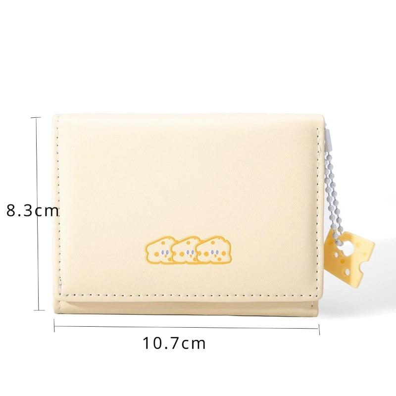 Большая вместимость Hasp Card Bag Trifold Wallet Leather Card Holder для женщин Кошелек для монет Сыр Короткий кошелек женский милый мультфильм