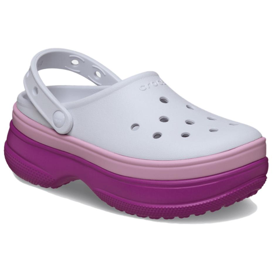 Crocs Сабо с круглым носком, на толстой подошве, с отверстиями, женские, белые, фиолетовые, 211355-5BV