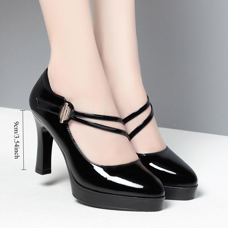 Весенние и осенние женские туфли на высоком каблуке, женские водонепроницаемые туфли на платформе, элегантные легкие туфли на среднем каблуке