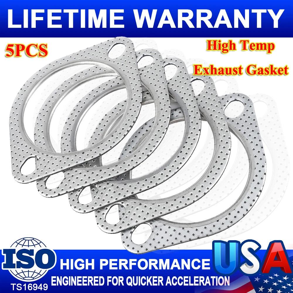 3 Inch Exhaust Gasket 2-Bolt 78mm Flange High Temperature Gasket Fire Ring 5PCS