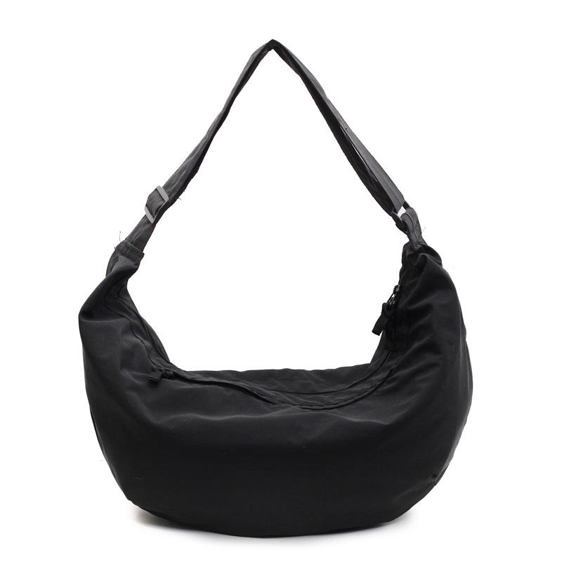 Large Capacity Nylon Bag Shoulder Messenger Bag New Urban Simple Dumpling Bag Solid Color Casual Student Bag