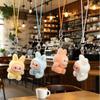1Pcs Cute Backpack Pendant Flocking Rabbit Labubu Phone Chain Keychain Earphone Case Hanging Rope Anti-Lost Lanyard Bag Decor